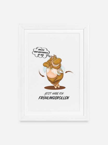 Endlich! Mein Winterspeck ist weg – Humor Shirt - Gerahmtes Poster (27 × 37 cm) - Weiß