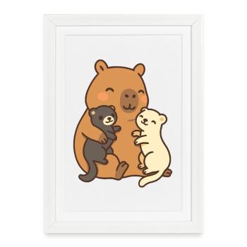 Capybara & Ferret – Friendship & Security - Framed poster (27 × 37 cm) - white - Front