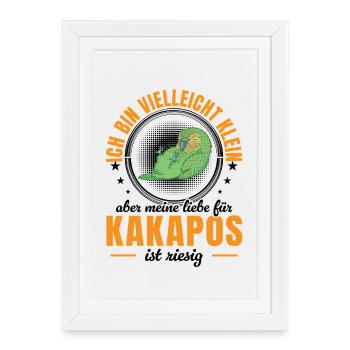 Le kakapo est un énorme kakapo néo-zélandais - Affiche encadrée (27 × 37 cm) - blanc - Devant