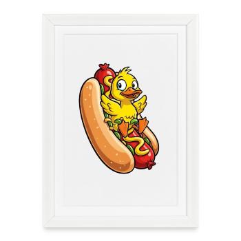 Cute Duck Slide Playground Cartoon Fast Food - Framed poster (27 × 37 cm) - white - Front