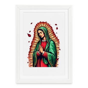 Icône de Marie avec prière de salutation - Affiche encadrée (27 × 37 cm) - blanc - Devant