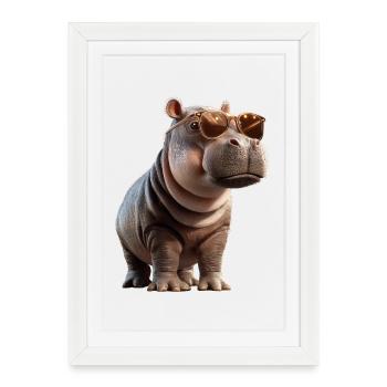 Nilpferd Flusspferd Mama Hippopotamus Cooles Hippo - Affiche encadrée (27 × 37 cm) - blanc - Devant