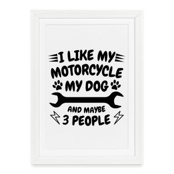 Motorcycle Dog Humor Motorcycling - Framed poster (27 × 37 cm) - white - Front