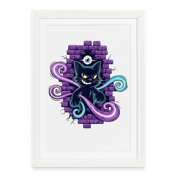 Magic Cat - Magic Cat with All-Seeing Eye - Framed poster (27 × 37 cm) - white - Front