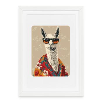 lama - Affiche encadrée (27 × 37 cm) - blanc - Devant