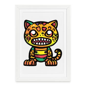 Léopard Halloween Zombie - Affiche encadrée (27 × 37 cm) - blanc - Devant