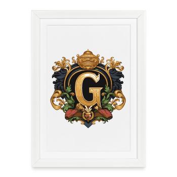 G Lettre Nom Couronne - Affiche encadrée (27 × 37 cm) - blanc - Devant