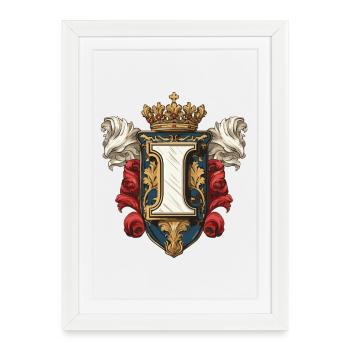 I Lettre Nom Couronne - Affiche encadrée (27 × 37 cm) - blanc - Devant