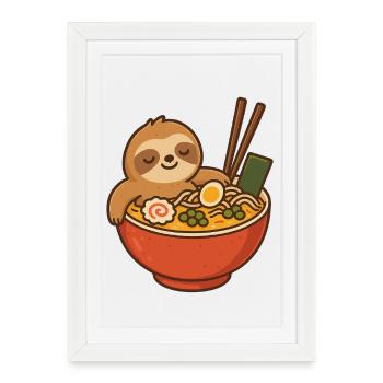 Sloth Ramen Snuggle Design - Framed poster (27 × 37 cm) - white - Front