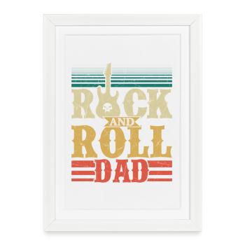 Rock 'n Roll Dad Rock Band Guitare Musique - Affiche encadrée (27 × 37 cm) - blanc - Devant
