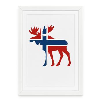 Orignal nordique avec drapeau norvégien - Affiche encadrée (27 × 37 cm) - blanc - Devant