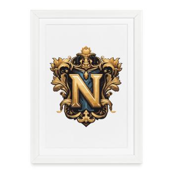 N Letter Name Crown - Framed poster (27 × 37 cm) - white - Front