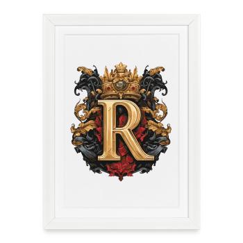 R Letter Name Crown - Framed poster (27 × 37 cm) - white - Front