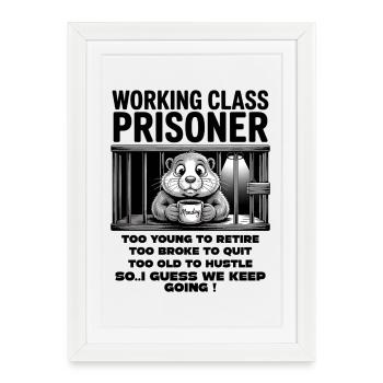 Lundi Trapped Work Drôle Tenue De Travail - Affiche encadrée (27 × 37 cm) - blanc - Devant
