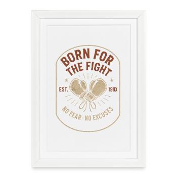 Né pour le combat – Chemise No Fear No Excuses - Affiche encadrée (27 × 37 cm) - blanc - Devant