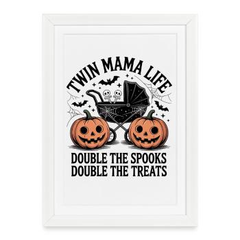 Halloween Double Bébé Hanté - Affiche encadrée (27 × 37 cm) - blanc - Devant