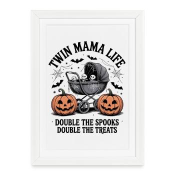 Twin Mama Life Double The Spooks Gâteries Halloween - Affiche encadrée (27 × 37 cm) - blanc - Devant