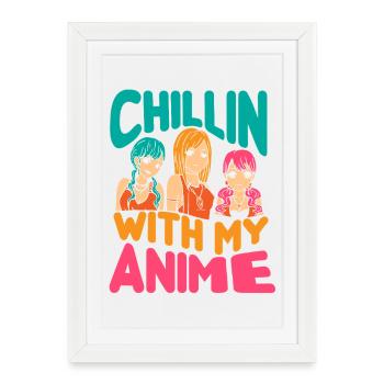 Anime Manga Otaku Kawaii Japon Cosplay Bande dessinée - Affiche encadrée (27 × 37 cm) - blanc - Devant