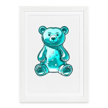 Ourson gommeux Turquoise - Affiche encadrée (27 × 37 cm) - blanc - Devant