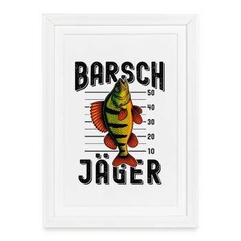Chasseur de perches Pêcheur de perches Pêche à la perche - Affiche encadrée (27 × 37 cm) - blanc - Devant
