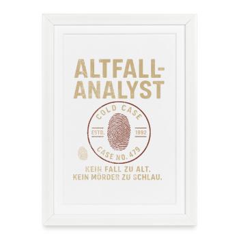 Altfall-Analyst – Cold Case Shirt - Gerahmtes Poster (27 × 37 cm) - Weiß - Vorne