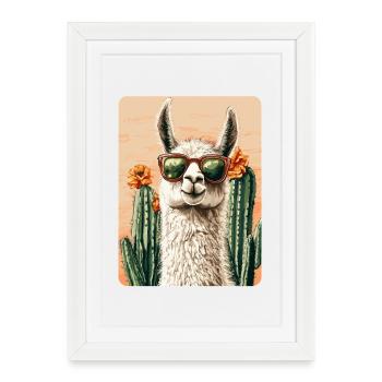 lama - Affiche encadrée (27 × 37 cm) - blanc - Devant