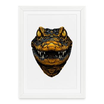 Caïman Crocodile Alligator Reptiles Crocodile Caïmans - Affiche encadrée (27 × 37 cm) - blanc - Devant