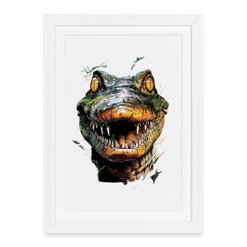 Caïman Crocodile Alligator Reptiles Crocodile Caïmans - Affiche encadrée (27 × 37 cm) - blanc - Devant