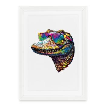 Caïman Crocodile Alligator Reptiles Crocodile Caïmans - Affiche encadrée (27 × 37 cm) - blanc - Devant