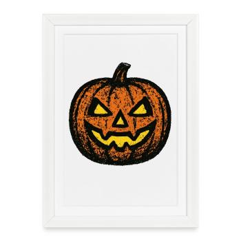 Citrouille d’Halloween dans le style grunge - Affiche encadrée (27 × 37 cm) - blanc - Devant