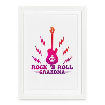 Rock 'n Roll Grand-mère Musique Guitare Rock Band - Affiche encadrée (27 × 37 cm) - blanc - Devant