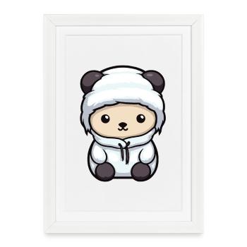 ours polaire hiver ours polaire bébé bande dessinée - Affiche encadrée (27 × 37 cm) - blanc - Devant