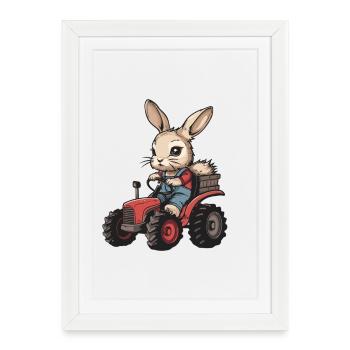 Rabbit Tractor Farmer - Framed poster (27 × 37 cm) - white - Front