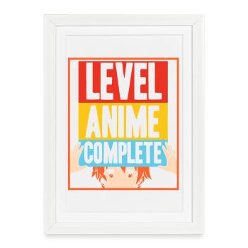 Niveau Anime Complet Manga Otaku Kawaii Bande dessinée - Affiche encadrée (27 × 37 cm) - blanc - Devant