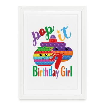 pop-it Birthday girl 7 - Framed poster (27 × 37 cm) - white - Front
