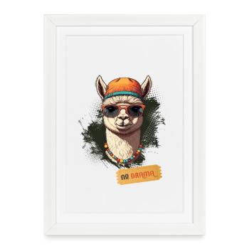 Pas de drame Lama - Affiche encadrée (27 × 37 cm) - blanc - Devant