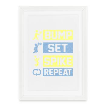 Bump Set Spike Repeat Volleyball - Affiche encadrée (27 × 37 cm) - blanc - Devant