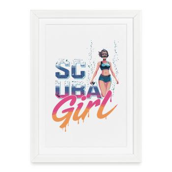 Scuba Girl Diver Design - Affiche encadrée (27 × 37 cm) - blanc - Devant