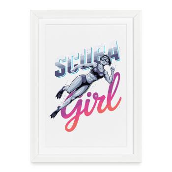 Scuba Girl Diver Design - Affiche encadrée (27 × 37 cm) - blanc - Devant