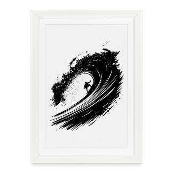 Surf Surfeur énergique Design Surf - Affiche encadrée (27 × 37 cm) - blanc - Devant