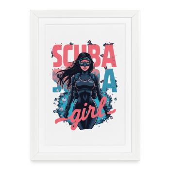 Scuba Girl Diver Design - Affiche encadrée (27 × 37 cm) - blanc - Devant