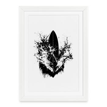 Surf Surfeur énergique Design Surf - Affiche encadrée (27 × 37 cm) - blanc - Devant