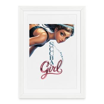 Scuba Girl Diver Design - Affiche encadrée (27 × 37 cm) - blanc - Devant