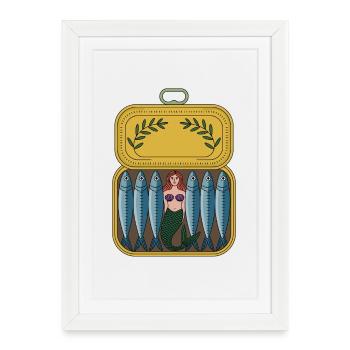 Mermaid in lunch box design - Framed poster (27 × 37 cm) - white - Front