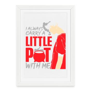 Anime Manga Otaku Smoking Weed Funny 420 - Framed poster (27 × 37 cm) - white - Front
