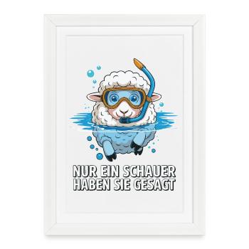 Sheep diver snorkel motif - Framed poster (27 × 37 cm) - white - Front