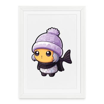 Fish Winter Animal Anime - Framed poster (27 × 37 cm) - white - Front