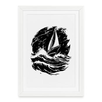 Energetic Sailing Illustration Sailor - Framed poster (27 × 37 cm) - white - Front