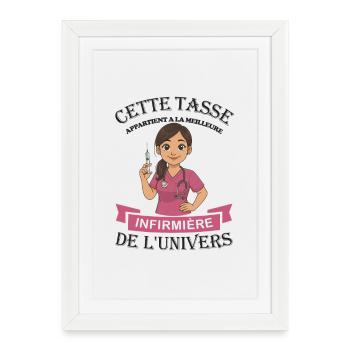 Tasse infirmière humour - cadeau infirmière femme - Affiche encadrée (27 × 37 cm) - blanc - Devant