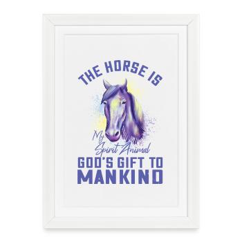 Fan Design d’amateur de chevaux - My Spirit Animal - Affiche encadrée (27 × 37 cm) - blanc - Devant